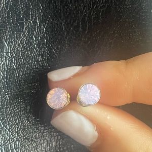 Pink stone gold plated earrings